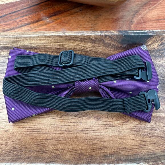 NEW Handmade Bow Tie Purple Silver Bicycles Adjustable Stretch Elastic Gift Prom - Picture 2 of 2